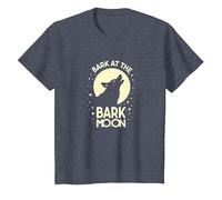 Ladra en la Luna de Corteza: Noche Estrellada del Lobo Aullando Camiseta, Niños, Azul Jaspeado, 12 años
