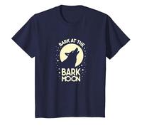Ladra en la Luna de Corteza: Noche Estrellada del Lobo Aullando Camiseta, Niños, Azul Marino, 8 años