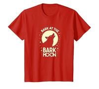 Ladra en la Luna de Corteza: Noche Estrellada del Lobo Aullando Camiseta, Niños, Rojo, 8 años