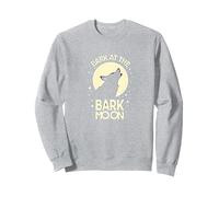 Ladra en la Luna de Corteza: Noche Estrellada del Lobo Aullando Sudadera, Unisex para Adultos, Gris Jaspeado, S