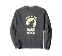 Ladra en la Luna de Corteza: Noche Estrellada del Lobo Aullando Sudadera, Unisex para Adultos, Jaspeado Oscuro, XL