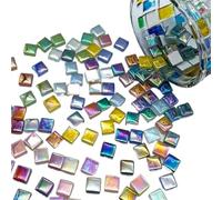 ladrillos de cristal mosaico de vidrio, 100 pcs Glass Mosaic Tiles Multicolor White 10x10mm Plaid Pattern DIY Projects(Color 100pcs)
