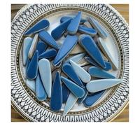 ladrillos de cristal mosaico de vidrio, 100g Ceramic Mosaic Tiles Oval Leaf Petal Shape Multicolor DIY Craft Home Wall Decoration(Blue Mix)