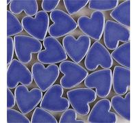 ladrillos de cristal mosaico de vidrio, 24 Pcs Heart Shape Porcelain Mosaic Tiles Multicolor 105g/3.5oz 2.3x2.25x0.6cm DIY Craft(Blue)