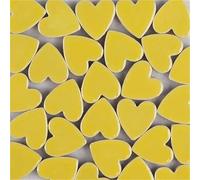 ladrillos de cristal mosaico de vidrio, 24 Pcs Heart Shape Porcelain Mosaic Tiles Multicolor 105g/3.5oz 2.3x2.25x0.6cm DIY Craft(Yellow)