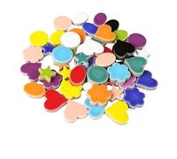 ladrillos de cristal mosaico de vidrio, DIY Star, Heart, Round, Oval, Flower Porcelain Mosaic Tiles Multicolor 200g(Color-09)