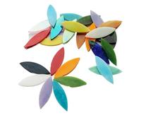 ladrillos de cristal mosaico de vidrio, Leaf Shaped Mosaic Tiles Stained Glass DIY Art Supplies Multicolor Multiple Sizes 35 Pcs(Blue)
