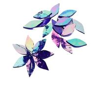 ladrillos de cristal mosaico de vidrio, Leaf Shaped Mosaic Tiles Stained Glass DIY Art Supplies Multicolor Multiple Sizes 35 Pcs(Light Yellow)