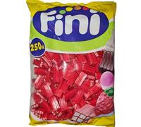 Ladrillos de Fresa Brillo FINI 250 Unidades 1,5kg Aprox. | Geles Dulces Sabor Fresa con Relleno de Nata | Golosinas para Candy Bar, Eventos y Fiestas