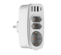 Ladrón Enchufe USB 7 en 1, Enchufe Múltiple Pared 4000W (250V - 16A) con 3 Tomas de CA, 3 USB y 1 PD35W Compatible con Teléfono, Regleta Enchufes de Proteccion por Sobretension