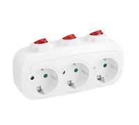 Ladron Enchufes con Interruptor Independiente, Enchufe Multiple 3 Tomas 3680W,Regletas Enchufes Pared,Vertical Trifasico Enchufe,Adaptador Enchufe Triple para Oficina, Cocina,Blanco