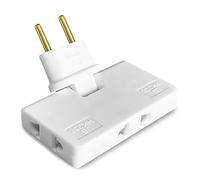 Ladron Enchufes Plano | Enchufe Plano Pared Extraplano con 3 Tomas y Cabezal Giratorio 180º | Adaptador EU - US | Enchufe Multiple para Espacios Difíciles de Alcanzar con 250V y Toma Tierra 10A