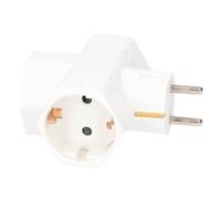 Ladrón Triple Salida, Adaptador de Enchufe 3 Tomas Schuko 16A 250V, Potencia Máxima 3680W, Protección Infantil, Blanco