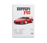 LADV Póster clásico de Supercar para Ferrari F40 Racing Sport Car, pintura decorativa en lienzo para pared, 30 x 45 cm