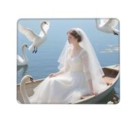 Lady and Big Goose - Alfombrilla de mouse cuadrada con base de goma antideslizante para computadora de oficina de 8.3 x 10.3 pulgadas