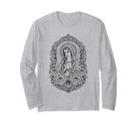 Lady Guadalupe Minimalista Línea Arte Virgen María Católica Manga Larga