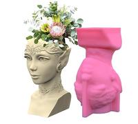 Lady Head - Macetero con forma de maceta creativa con estatua de cabeza de mujer, forma decorativa para el hogar para manualidades para macetas jugosas, soporte para bolígrafos, organizador de