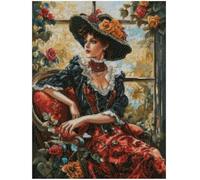 Lady in Hat (6) kits de punto de cruz contados, tela aida de 14 hilos, hilo 100% algodón, 150 x 200 puntadas, 26 x 36 cm, kit de punto de cruz de algodón contado