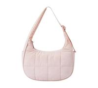 Lady Large Capacity Shoulder Bag Femal Casual Solid Color Down Women Silk Cotton Handbags Girls Travel Totes(Pink)