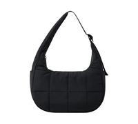 Lady Large Capacity Shoulder Bag Femal Casual Solid Color Down Women Silk Cotton Handbags Girls Travel Totes(Black)