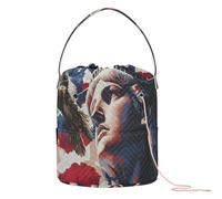Lady Liberty Presidents Day Art Crochet Tote Bag Travel Organizer Bag Portable Crochet Bag for Knitting Tool Crochet Accessories