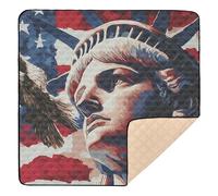 Lady Liberty USA Presidents Day American Flag_1 - Alfombra de juego acolchada suave para bebé, cómoda alfombra para gatear, para bebés y niños pequeños, 50 x 50 pulgadas