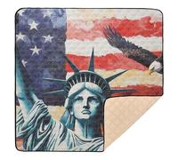 Lady Liberty USA Presidents Day American Flag_2 - Alfombra de juego acolchada suave para bebés para interiores y exteriores, tapete portátil para patadas para bebés y niños pequeños, 50 x 50 pulgadas