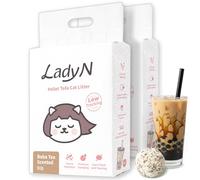 Lady N Pellet Tofu Cat Litter Boba Tea Scent, fuerte aglutinante, ultra absorbente, sin polvo, bajo seguimiento, soluble en agua, ingredientes naturales, control de olores probióticos enviro-18 libras