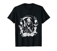 Lady of The Last Breath Gothic Grim Reaper en Blanco y Negro Camiseta