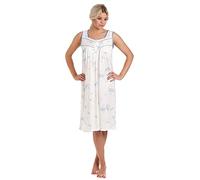 Lady Olga - Camisón de algodón para mujer, diseño floral sin mangas, ropa de noche 0103 azul azul