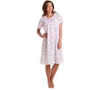 Lady Olga - Camisón transparente de manga corta de polialgodón, talla 38 - 44 blanco rosa M