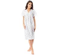 Lady Olga Ladies Incontinence Open Back Poly Cotton Floral Nightdresses by Blue 28-30
