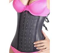 Lady Slim De las mujeres Fajas Colombiana faja de cintura de látex/entrenador/condensador de ajuste de la pérdida de peso de la talladora del corsé / 2XS cintura 23.5 "- 25.0" Negro Ver. 2.0