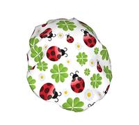 Ladybird Daisy Clover Gorro de ducha para mujer Impermeable Lavable Reutilizable Forro de PEVA Dobladillo elástico ajustable para todos los gorros de baño de pelo largo
