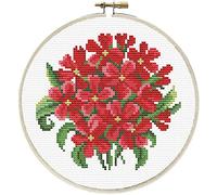 Ladybird Red Bouquet - Kit de punto largo con marco de bordado de 15,2 cm de diámetro, juego completo para bordado redondo, pasatiempo artesanal para adultos y niños a partir de 8 años