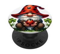 Ladybug GNOME Graphic For Women and Girls with Shamrock PopSockets PopGrip Adhesivo