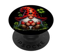 Ladybug GNOME Shamrock Graphic For Women Cute Cloverleaf PopSockets PopGrip Adhesivo