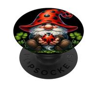 Ladybug GNOME Women with Shamrock Decor For Nature Lover PopSockets PopGrip Adhesivo