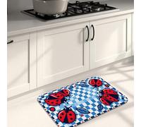 Ladybug - Tapetes de cocina para piso, tapetes suaves de tablero de ajedrez de insectos rojos, acolchados con resorte, cómodos, lavables, para fregaderos de cocina, lavandería, baño, 20 x 31 pulgadas