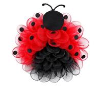 Ladybug Wreath, Red Black Deco Mesh Farmhouse Wreath with Bow and Artificial Garland, Cute Ladybugs Door Ornament for Window Porch Wall Seasonal Holiday Spring or Festival Décor