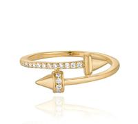 LADYGD Anillo de derivación de circonita cúbica chapado en oro de 14 quilates para mujer, anillos apilables simples de moda, regalos de joyería de dedo, Metal, Sin piedras preciosas