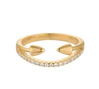 LADYGD Anillo de flecha de circonita cúbica chapado en oro de 14 quilates para mujer, anillos apilables simples de moda, joyería de dedo para regalo, Metal, Sin piedras preciosas