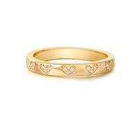 LADYGD Anillos de oro para mujer, chapados en oro de 14 quilates, circonita cúbica, corazón, cruz, apilables, anillos simples de declaración, joyería de oro para regalo, Metal, Zirconia cúbica