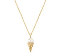 LADYGD Collar con colgante de oro para mujer, chapado en oro de 14 quilates, con circonita cúbica, bonito collar delicado hecho a mano, joyería de oro para el día a día, Chapado en oro, Perla