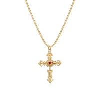 LADYGD Collar de cruz chapado en oro de 14 quilates para mujer, delicado collar con colgante de cruz de oro de circonita cúbica, joyería religiosa simple, regalos para mujeres y niñas, 19.7 pulgadas +
