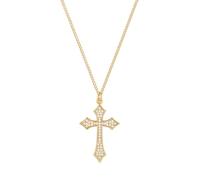 LADYGD Collar de cruz de oro para mujer, chapado en oro de 14 quilates, collar con colgante de cruz de circonita cúbica hecho a mano, ajustable, joyería religiosa, regalos para mujeres y niñas, 19.7