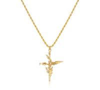 LADYGD Collar de cruz para mujer, chapado en oro de 14 quilates, collar de flores de nacimiento, colgante de cruz, joyería de oro de moda, regalos de cumpleaños, 12 meses, Standard, Chapado en oro, No