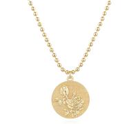 LADYGD Collar de flores de nacimiento para mujer, chapado en oro de 14 quilates, circonita cúbica, mariposa, redondo, en relieve, disco de moneda, joyería floral, regalo de cumpleaños para niñas, 12