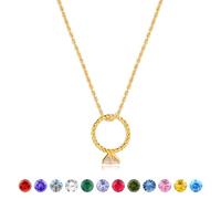 LADYGD Collar de piedra natal de oro para mujeres y niñas, chapado en oro de 14 quilates, collar con colgante de anillo de piedras natales, regalos para cumpleaños, aniversario, 19.7 pulgadas + 2