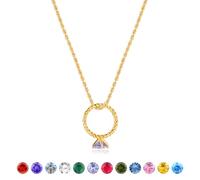 LADYGD Collar de piedra natal de oro para mujeres y niñas, chapado en oro de 14 quilates, collar con colgante de anillo de piedras natales, regalos para cumpleaños, aniversario, 19.7 pulgadas + 2
